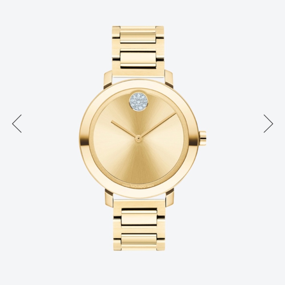 Authentic Movado Gold Watch with Crystals